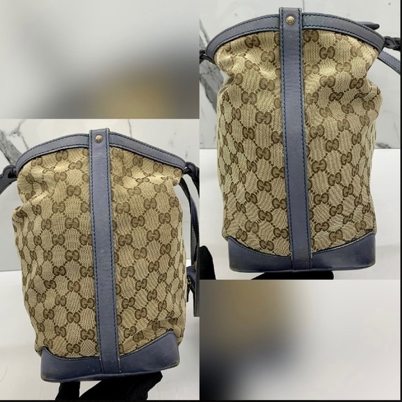 GUCCI beige blue canvas Tote Bag - Picture 6 of 14